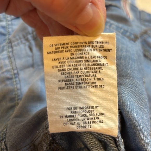 Anthropologie Pilcro Chambray Tencel Linen Wide Leg Pant 30" Mid Rise Pockets - Picture 11 of 12